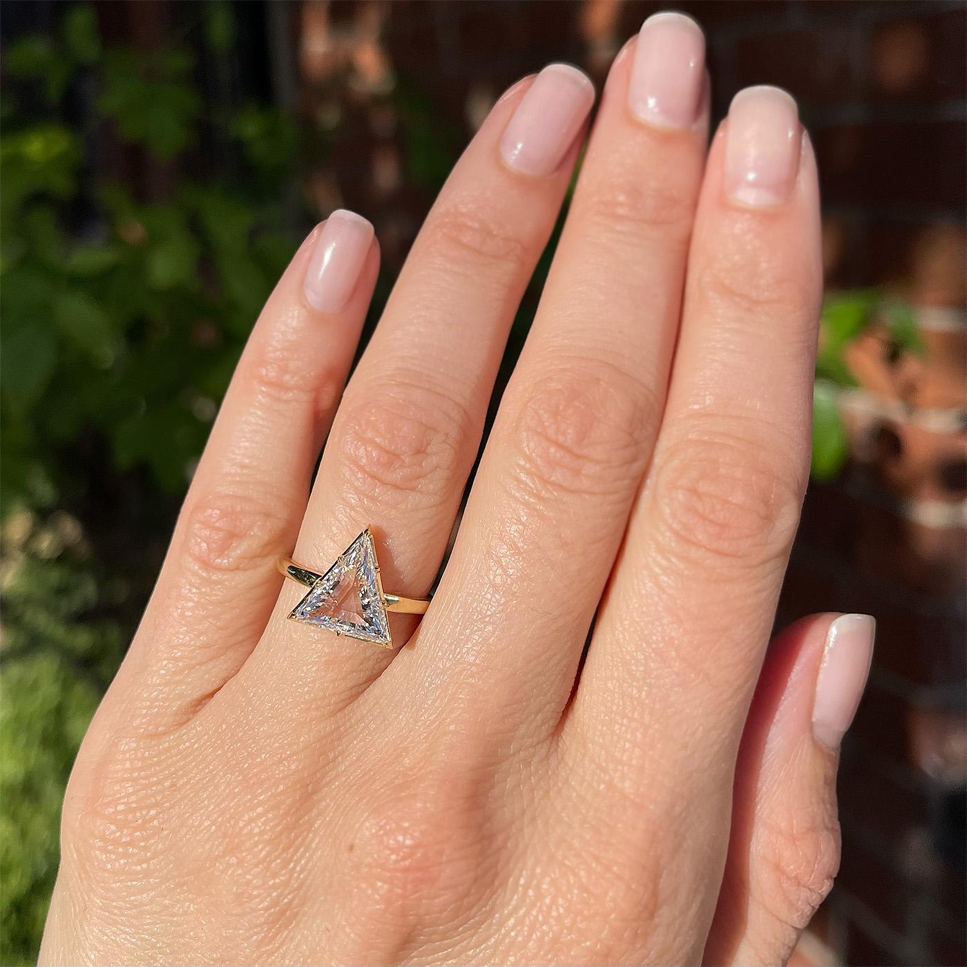 Mixed Cut 2.07 Carat GIA Triangular Step Cut Diamond Engagement Ring from Bespoke by Platt