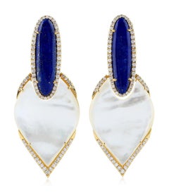 20,7 Karat Lapis Perlmutt-Diamant-Ohrringe aus 18 Karat Gold