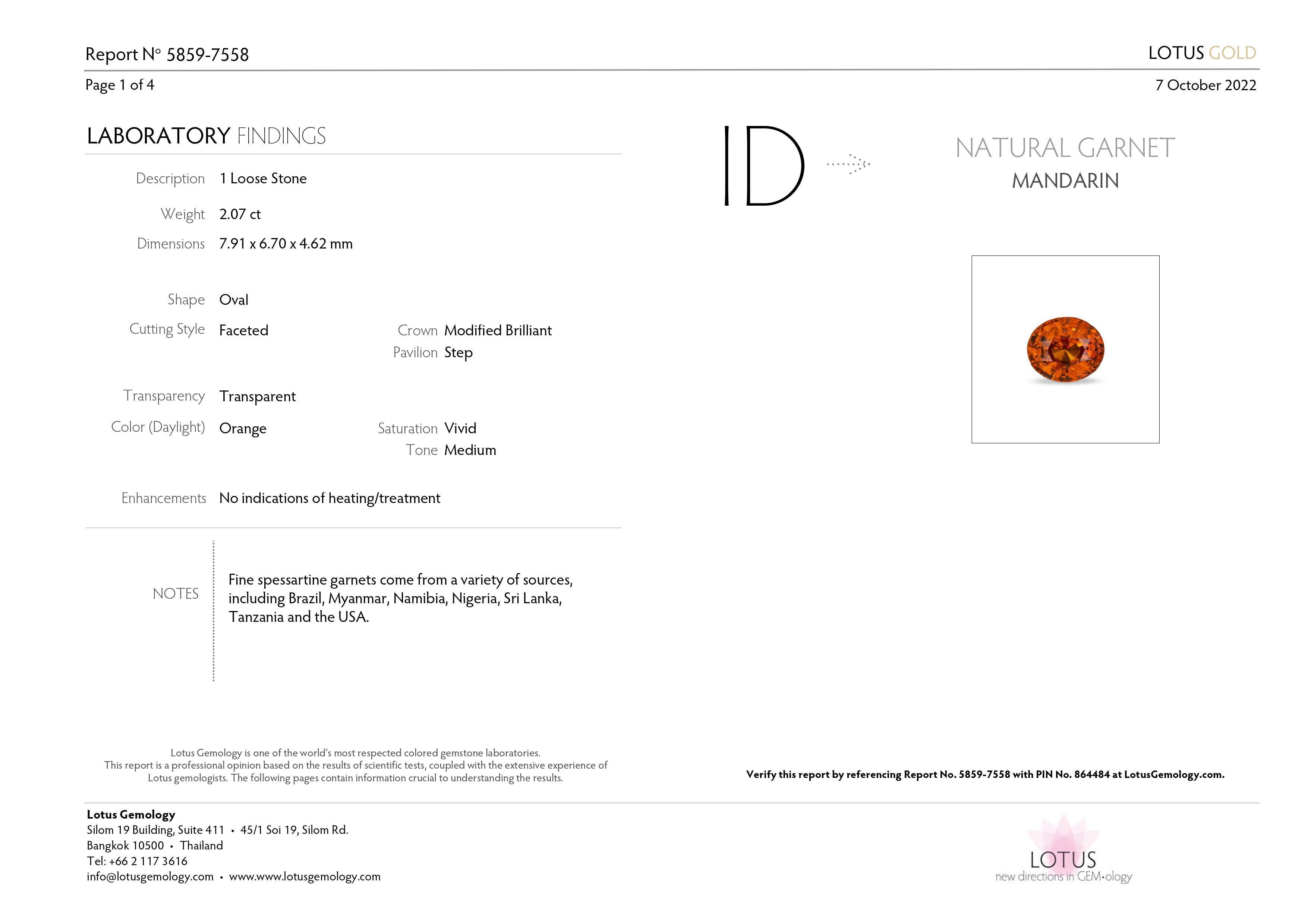 2,07 Karat Mandarin-Granat Lotus zertifiziert im Angebot 1