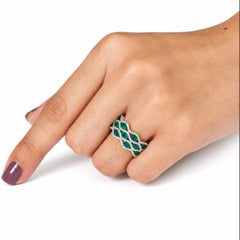 Anillo «Wave» con diamante esmeralda natural ovalado de 2,07 quilates, en oro blanco de 14k