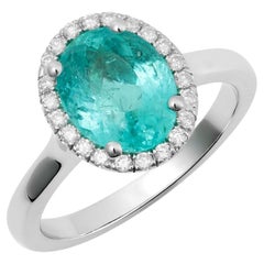 2,07 Karat Natürlicher Paraiba Turmalin Diamantring 14K Weißgold GIA