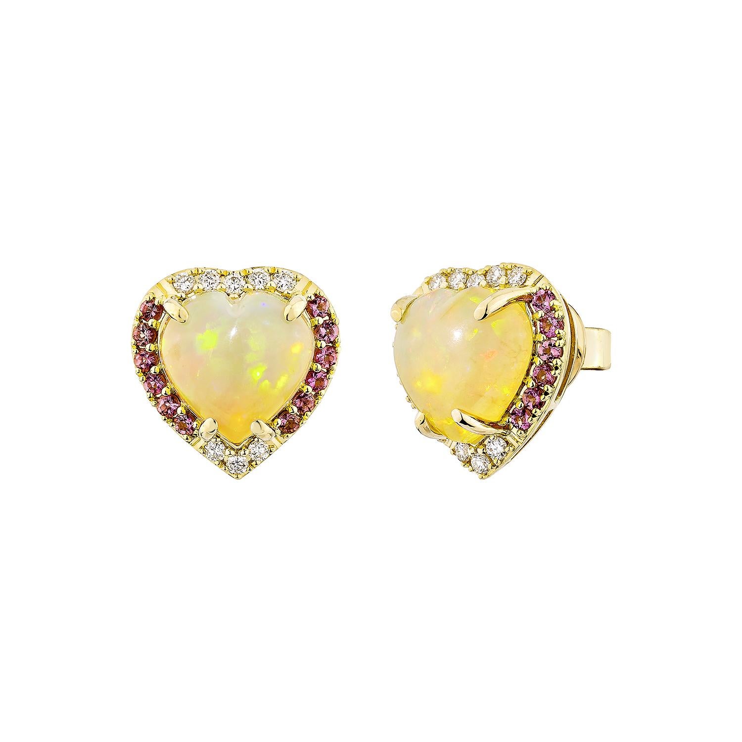 Sunita Nahata Opal und Turmalin 2,07ct. Fancy Ring aus 18KYG mit Diamant. (Herzschliff) im Angebot