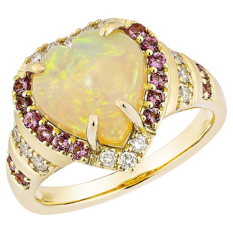 Sunita Nahata Opal and Tourmaline 2.07ct. Fancy Ring in 18KYG with Diamond.
