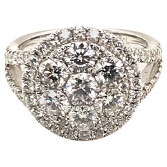 2.07 Carat Round Cluster Diamond Ring with Diamond Split Shank