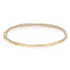 Pulsera de oro amarillo de 18 quilates con diamantes de corte redondo de 2,00 quilates