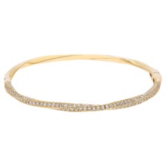 Bracelet jonc en or jaune 18 carats avec diamants taille ronde de 2,07 carats 