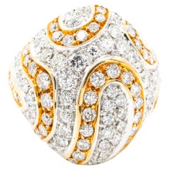 Bague de fiançailles cocktail en or bicolore 18 carats avec diamants taille ronde de 2,07 carats pavés