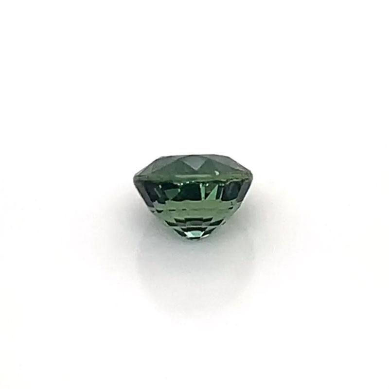 2.07 Carat Round Shaped Teal Green Color Unheated Natural Sapphire GIA Cert In New Condition For Sale In San Francisco, CA
