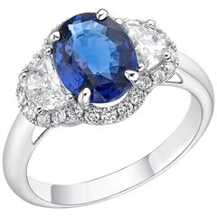 2.07 Ct Unheated Blue Sapphire (Ceylon) Oval Engagement Ring - GRS Certified