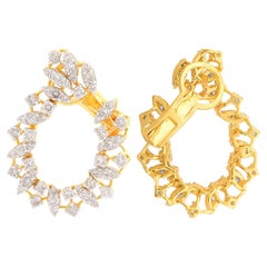 2.07 Carat SI Clarity HI Color Diamond Hoop Earrings 14k Yellow Gold Jewelry