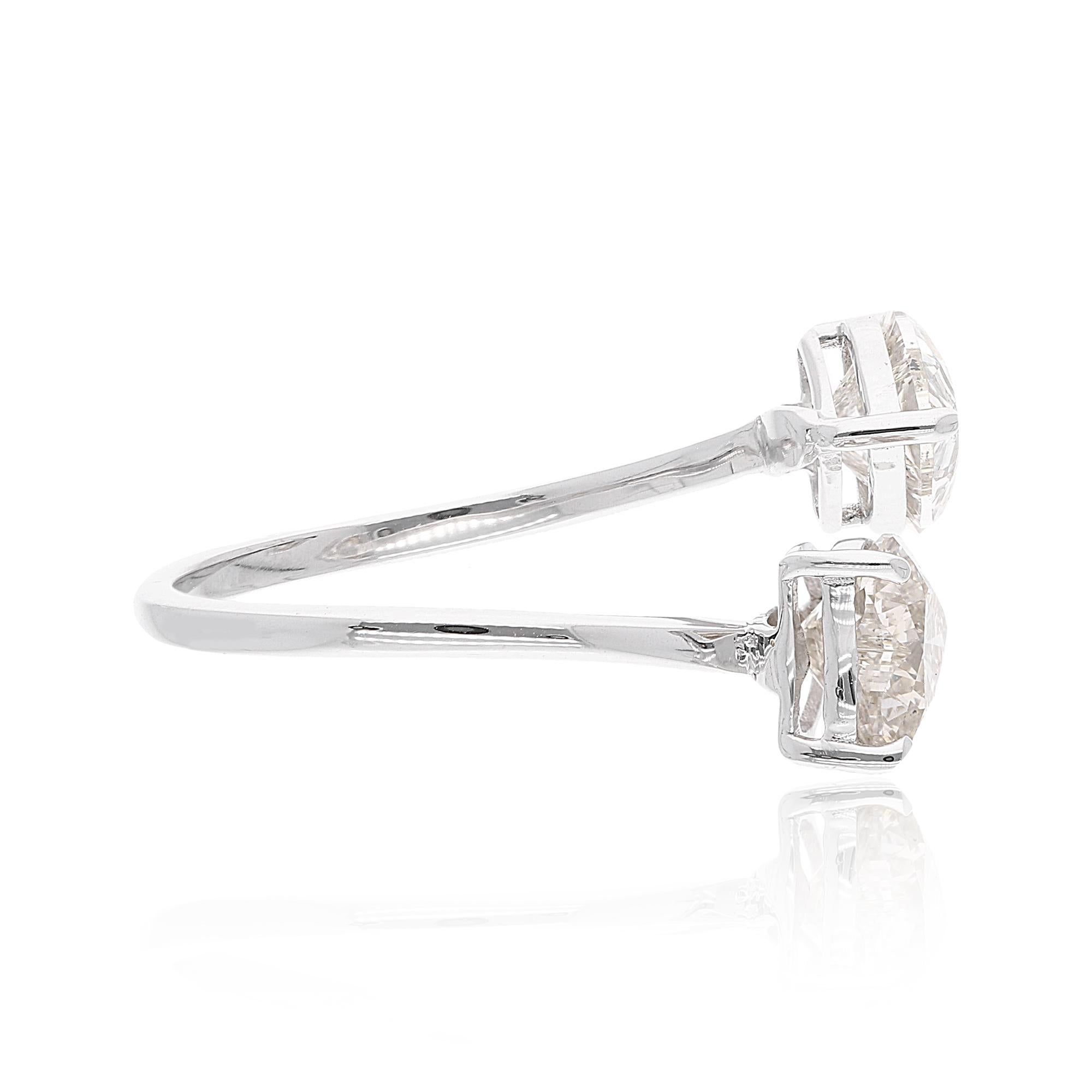 For Sale:  2.07 Carat SI Clarity HI Color Heart Diamond Wrap Cuff Ring 18 Karat White Gold 2