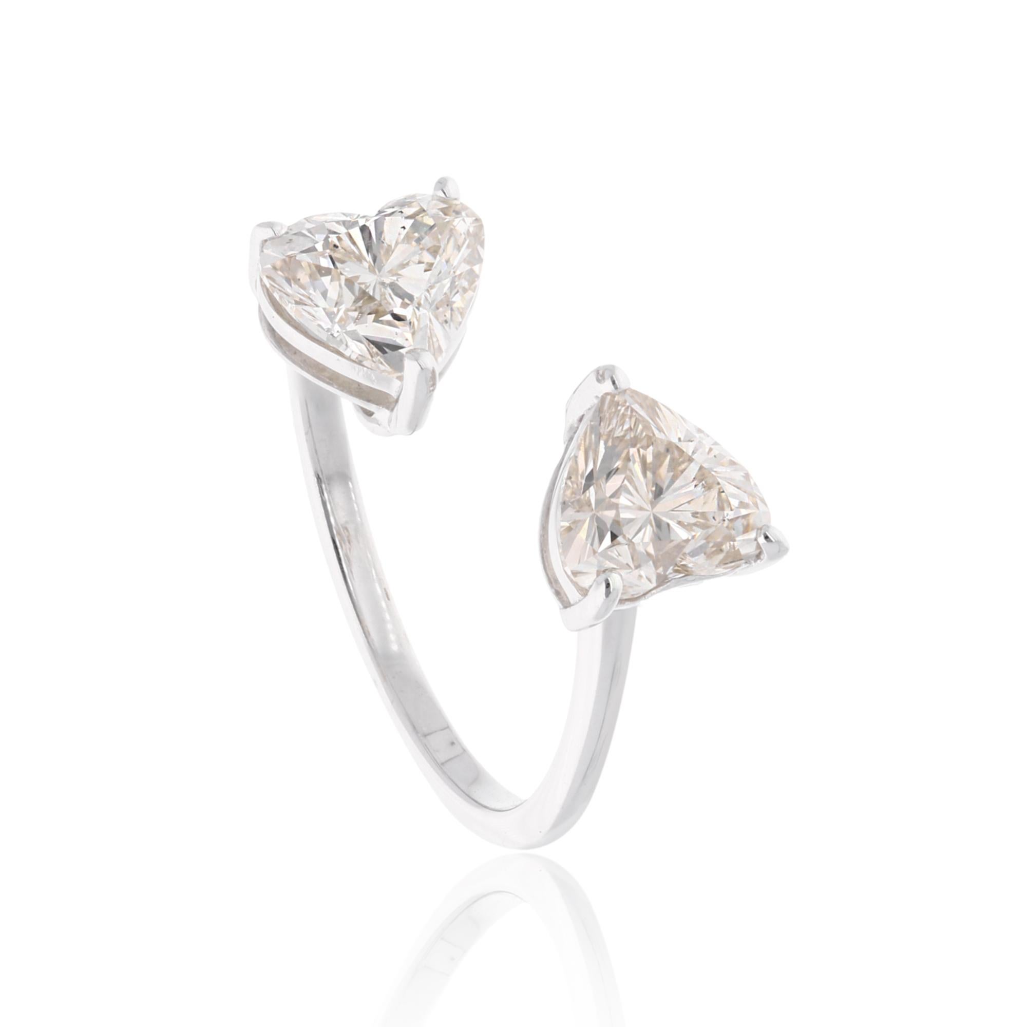 For Sale:  2.07 Carat SI Clarity HI Color Heart Diamond Wrap Cuff Ring 18 Karat White Gold 3
