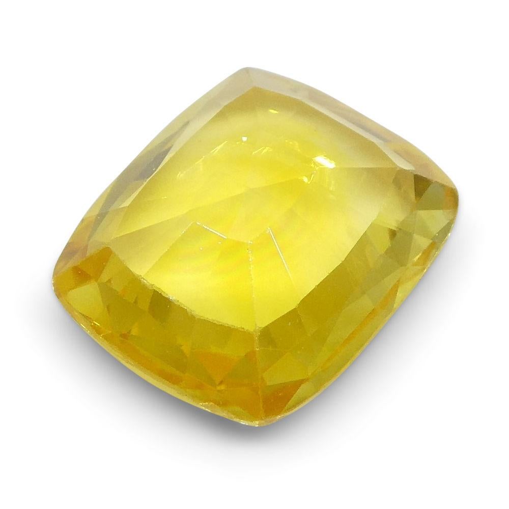 Women's or Men's 2.07 Ct Cushion Yellow Sapphire For Sale