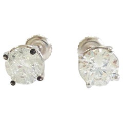 2.07 ct Round Diamond Stud Earrings in 14K White Gold