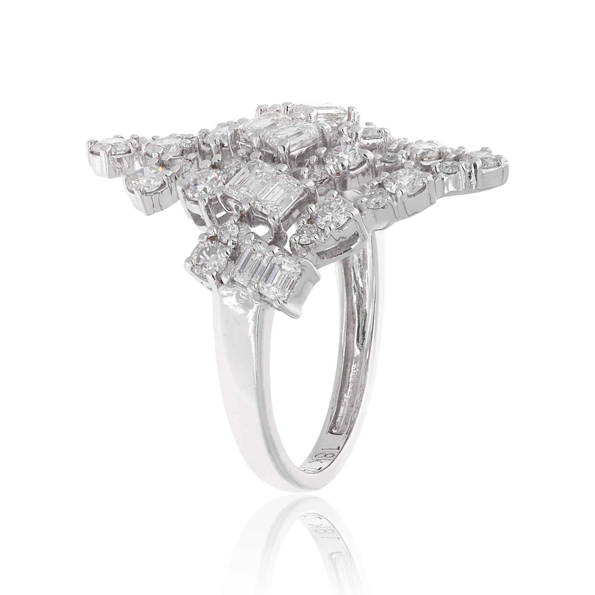 2,07 Karat runder Smaragdschliff Diamant Wickelring 18 Karat Weißgold Handgefertigter Schmuck im Zustand „Neu“ im Angebot in Diera, Dubai