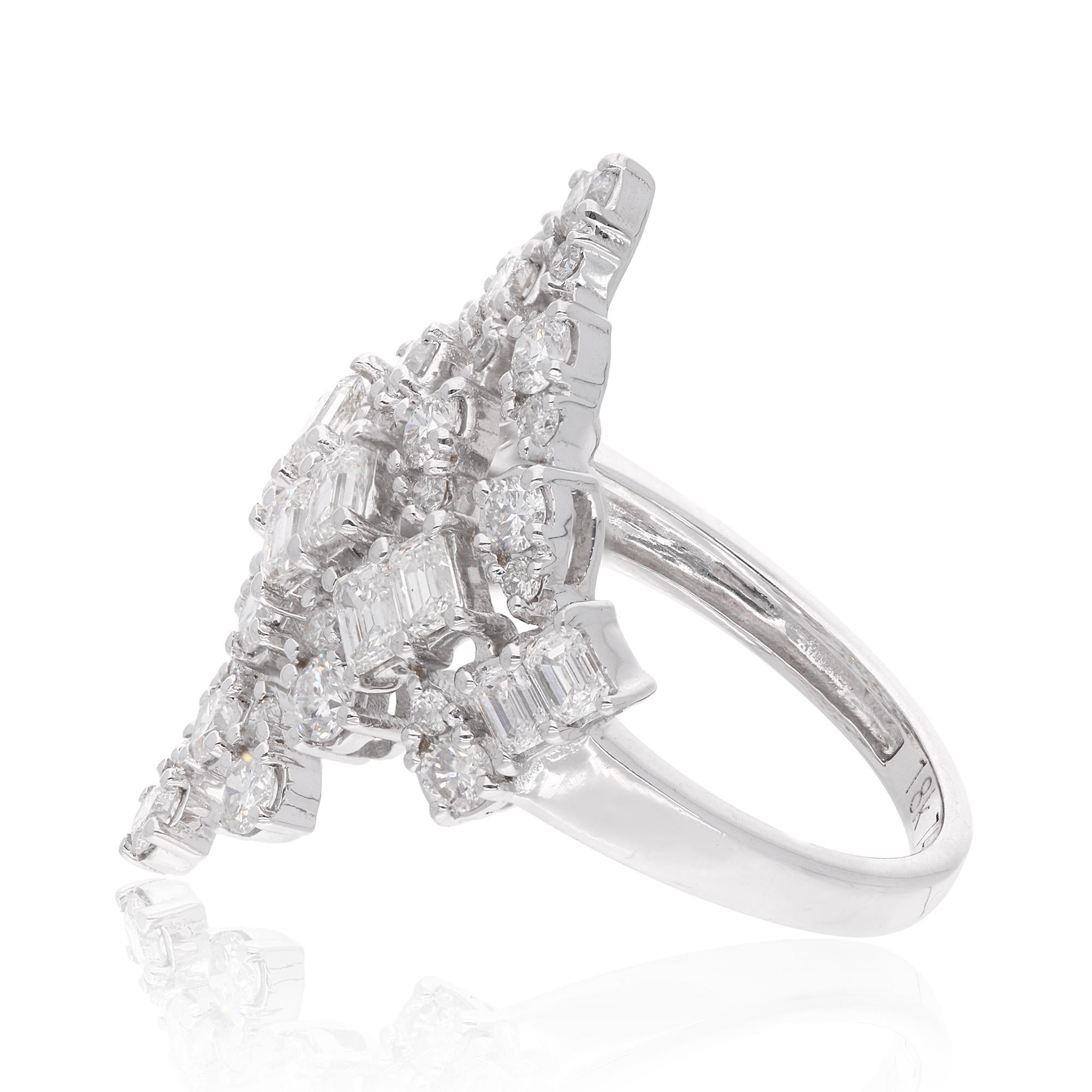 2,07 Karat runder Smaragdschliff Diamant Wickelring 18 Karat Weißgold Handgefertigter Schmuck Damen im Angebot
