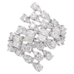 2.07 Ct Round Emerald Cut Diamond Wrap Ring 18 Karat White Gold Handmade Jewelry