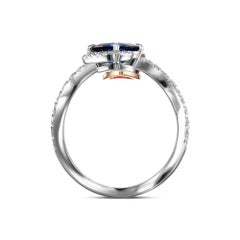 2.07 cts Certified Ruby, Blue Sapphire and Diamond Two-stone Crossover Ring