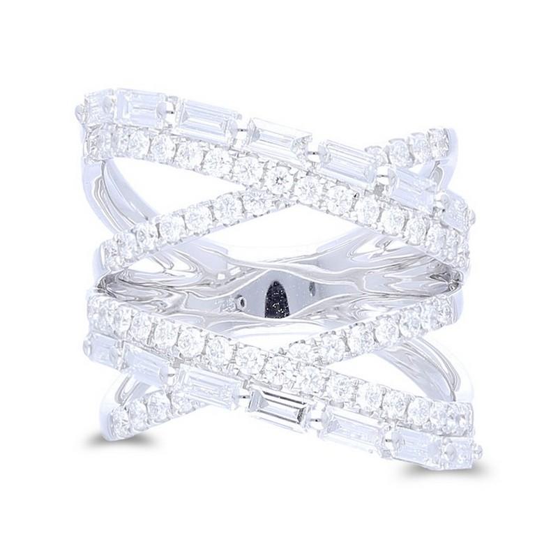 Round Cut 2.07 Ctw Diamond 14K White Gold Finger Ring Gazebo Collection For Sale