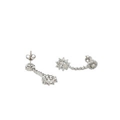 2.07 Total Carat Pear-Shaped and Round Diamonds Drop Earrings in 18K White Gold
