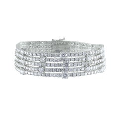 20.70 Carat Five-Row Diamond Tennis Bracelet in 14K White Gold, 7 Inches