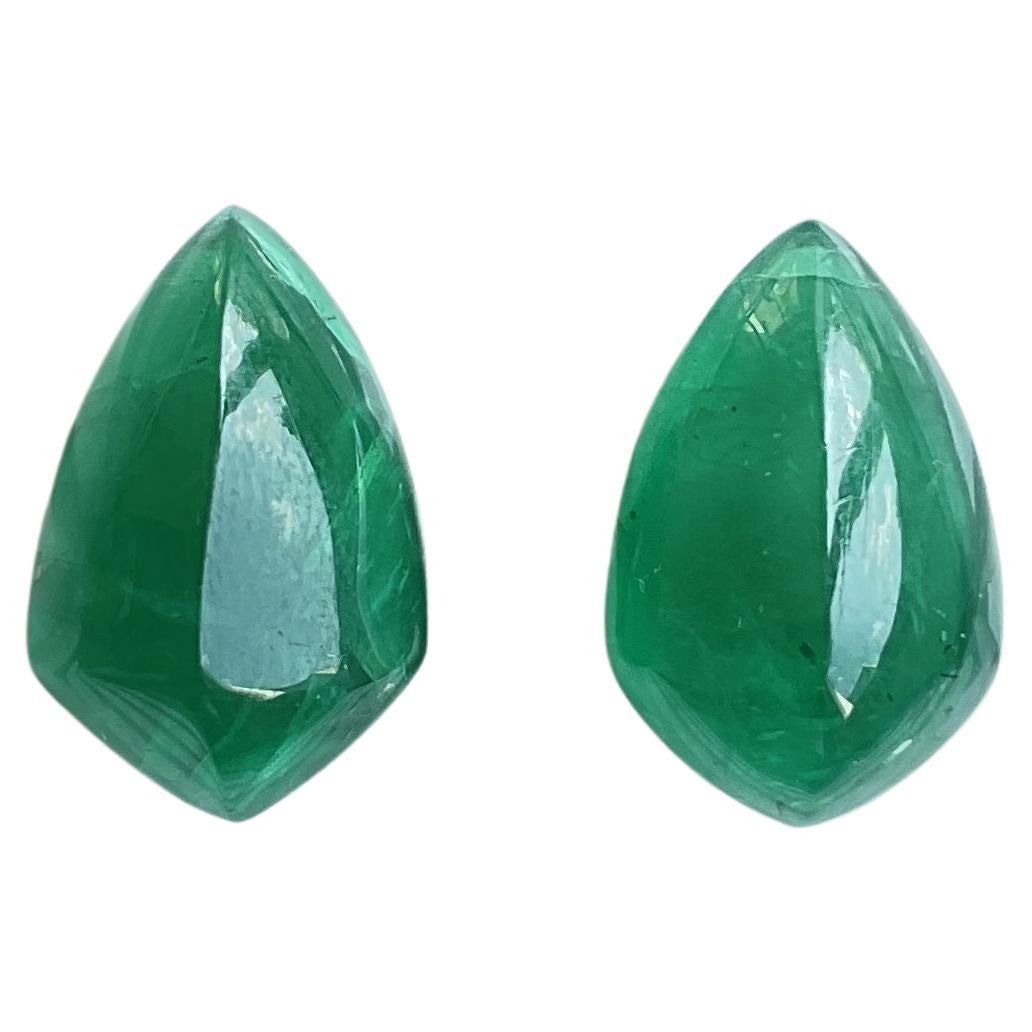 20.71 carats Zambian Emerald Shield Pair cabochon for fine Jewelry Natural Gems For Sale