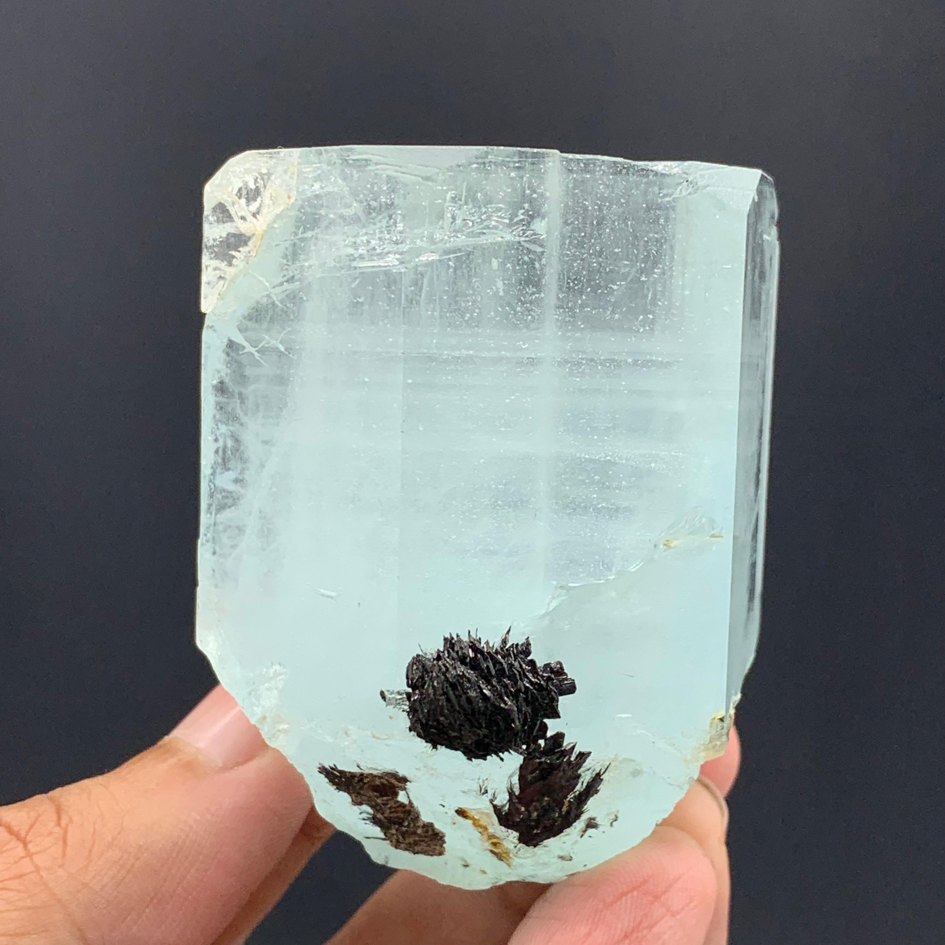 207.25 Gram Aquamarine Specimen With Schorl From Shigar Valley, Skardu, Pakistan For Sale 2