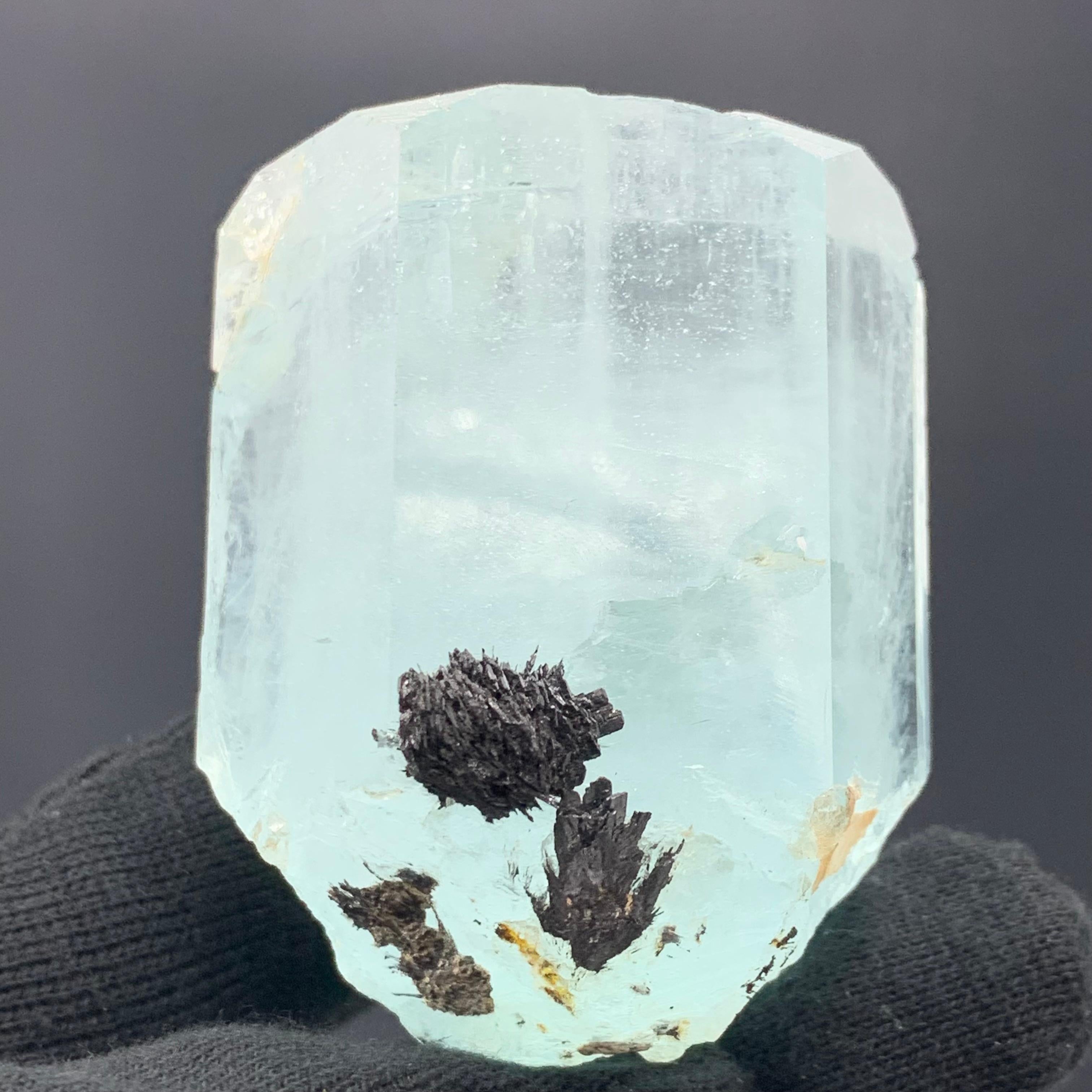 Rock Crystal 207.25 Gram Aquamarine Specimen With Schorl From Shigar Valley, Skardu, Pakistan For Sale