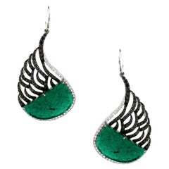 20.73 carats of Emerald Feather Inspired Earrings