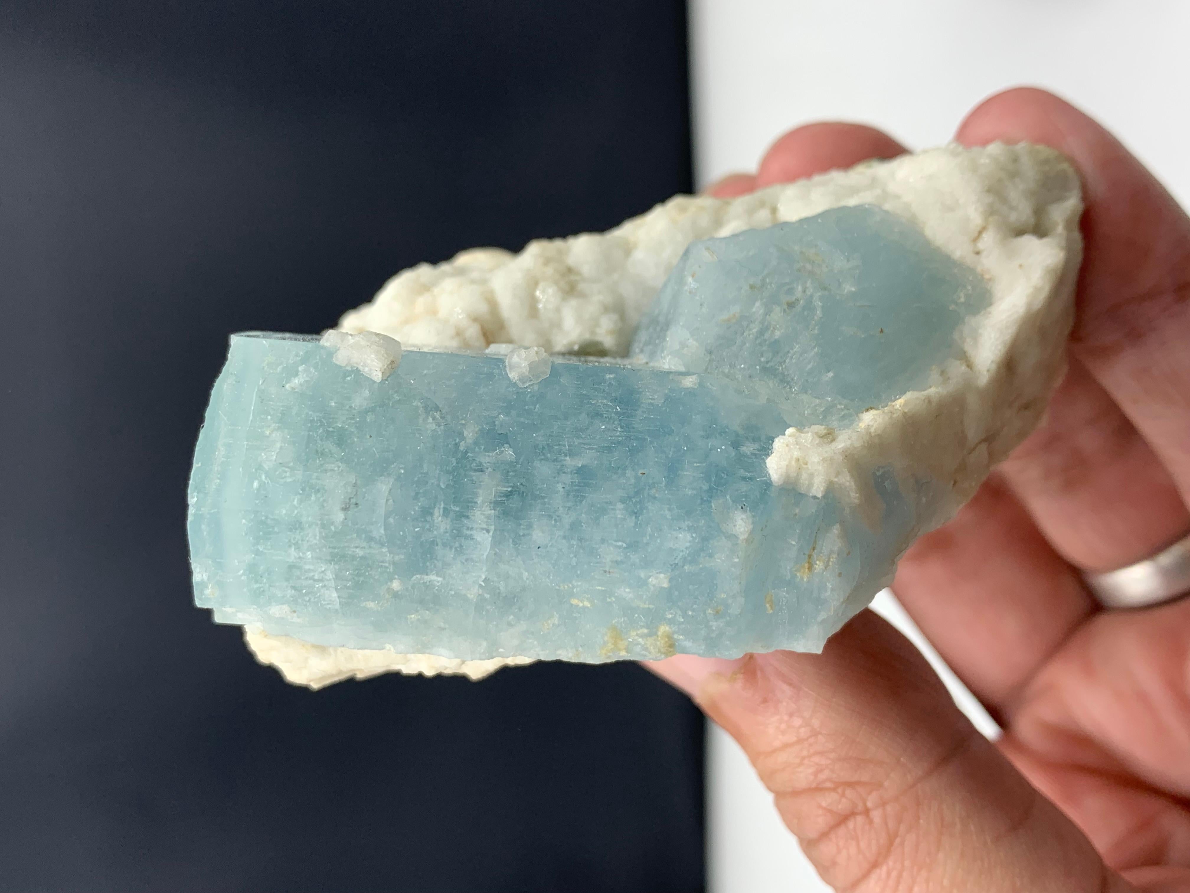 207.32 Gram Aquamarine Specimen Attached With Matrix From Afghanistan For Sale 3
