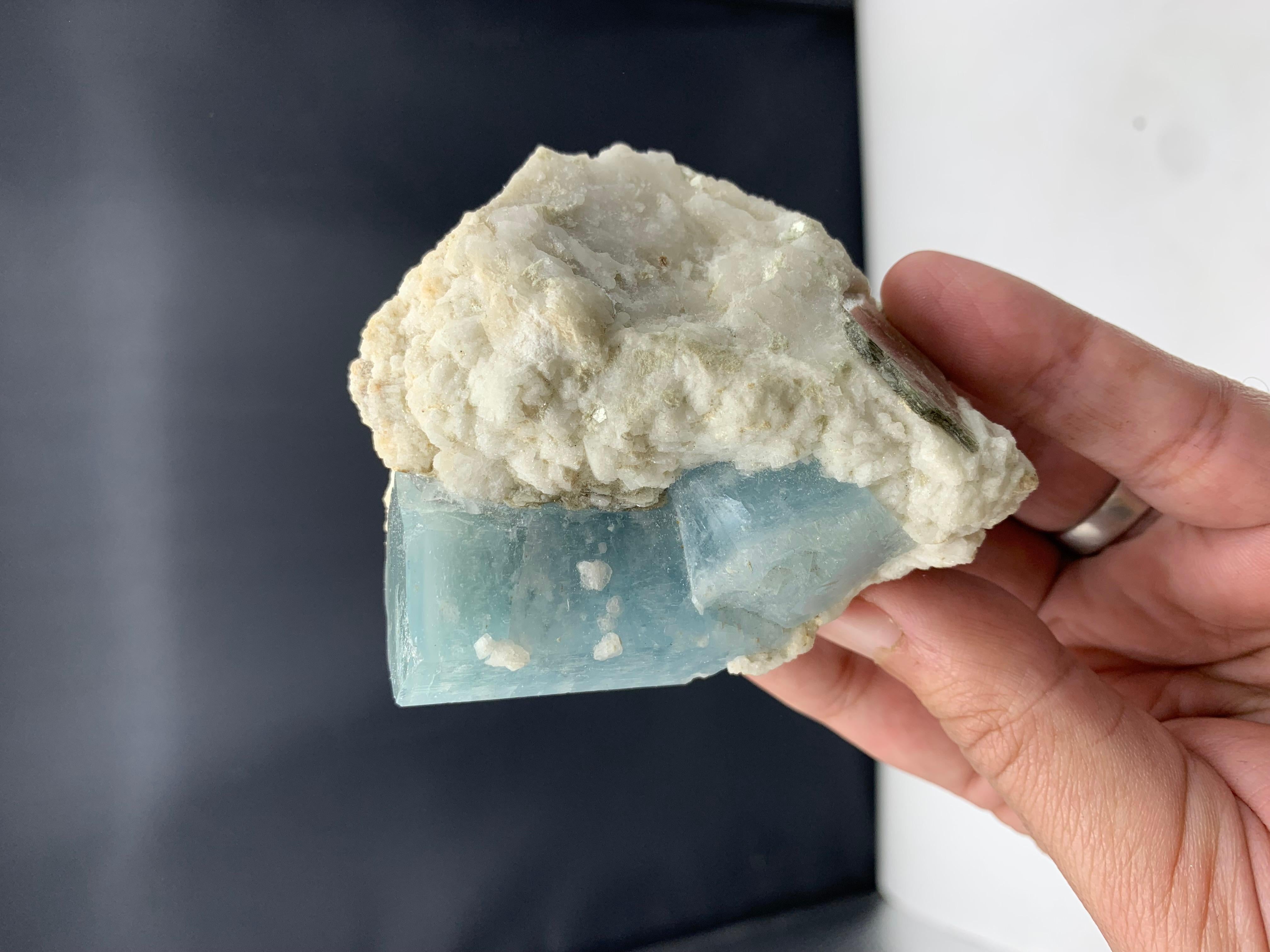 207.32 Gram Aquamarine Specimen Attached With Matrix From Afghanistan For Sale 6