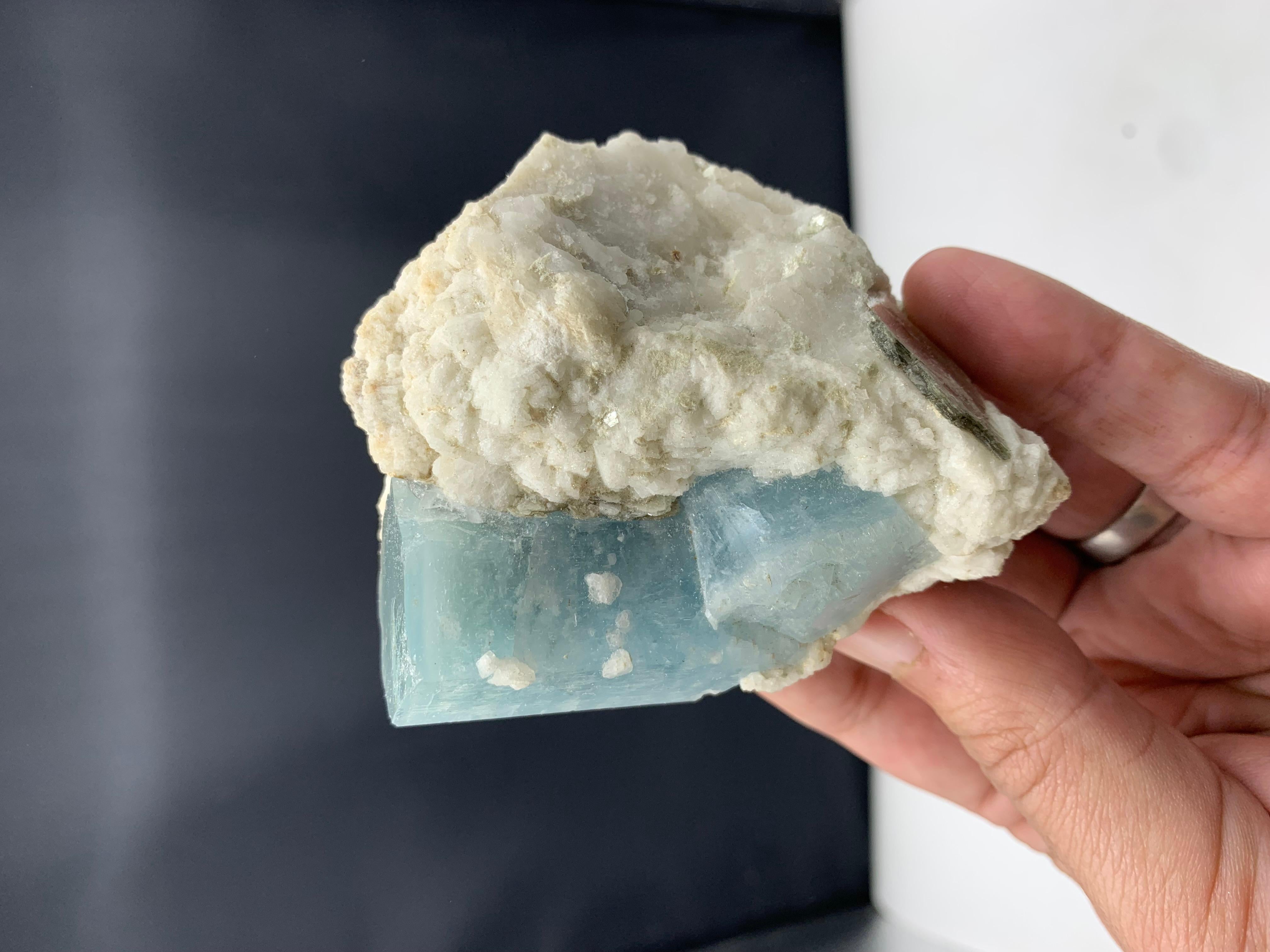 207.32 Gram Aquamarine Specimen Attached With Matrix From Afghanistan For Sale 7