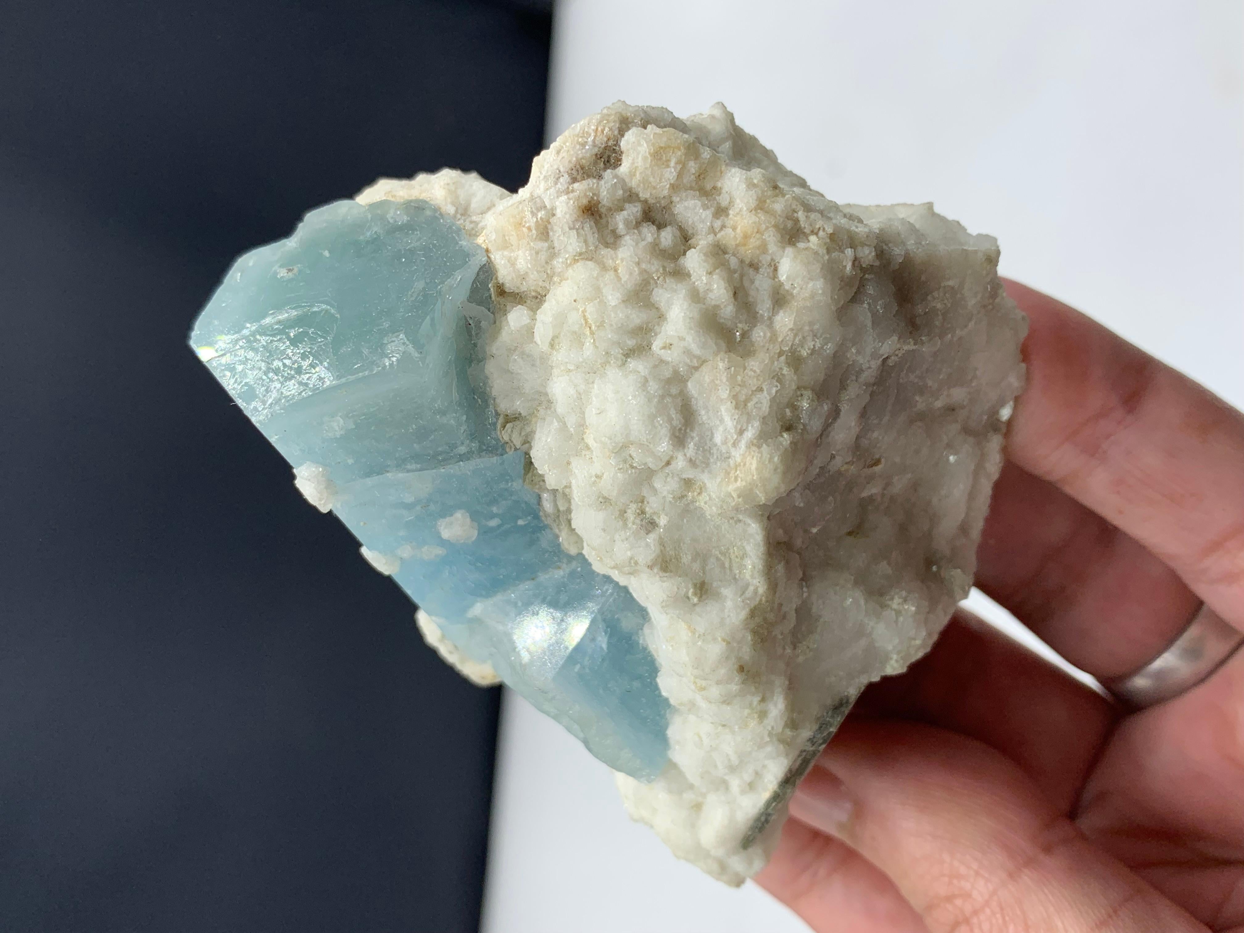 207.32 Gram Aquamarine Specimen Attached With Matrix From Afghanistan For Sale 9