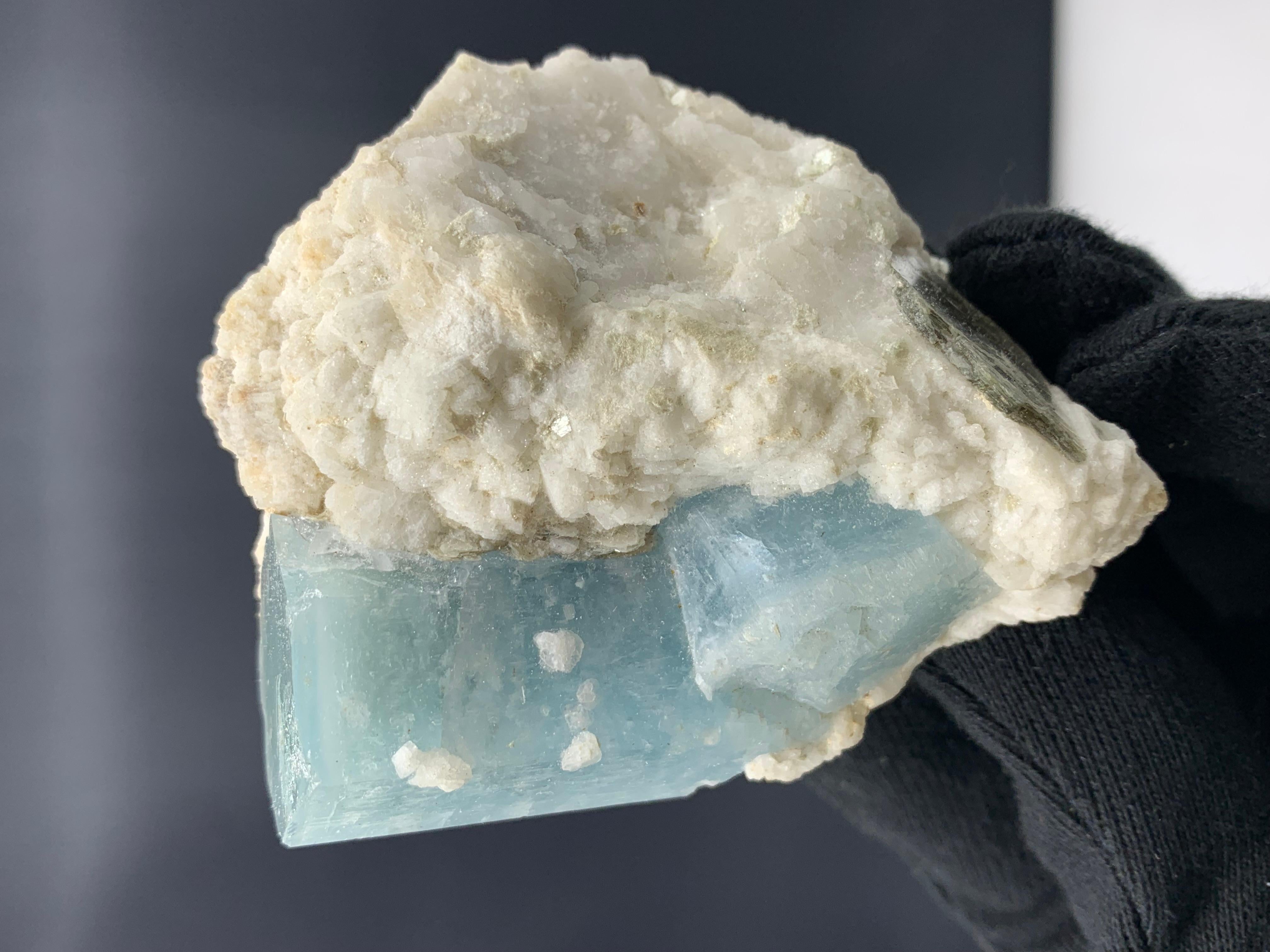 Adam Style 207.32 Gram Aquamarine Specimen Attached With Matrix From Afghanistan For Sale