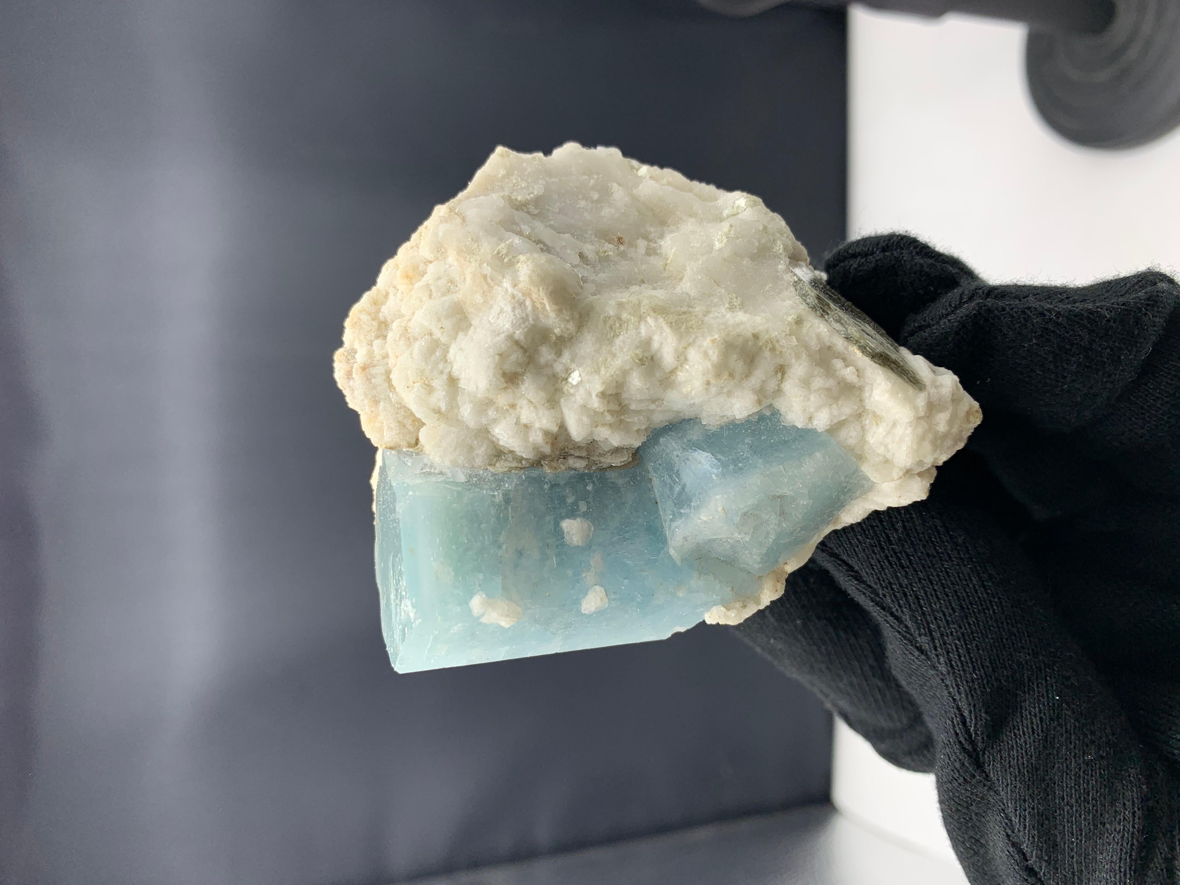 18th Century and Earlier 207.32 Gram Aquamarine Specimen Attached With Matrix From Afghanistan For Sale