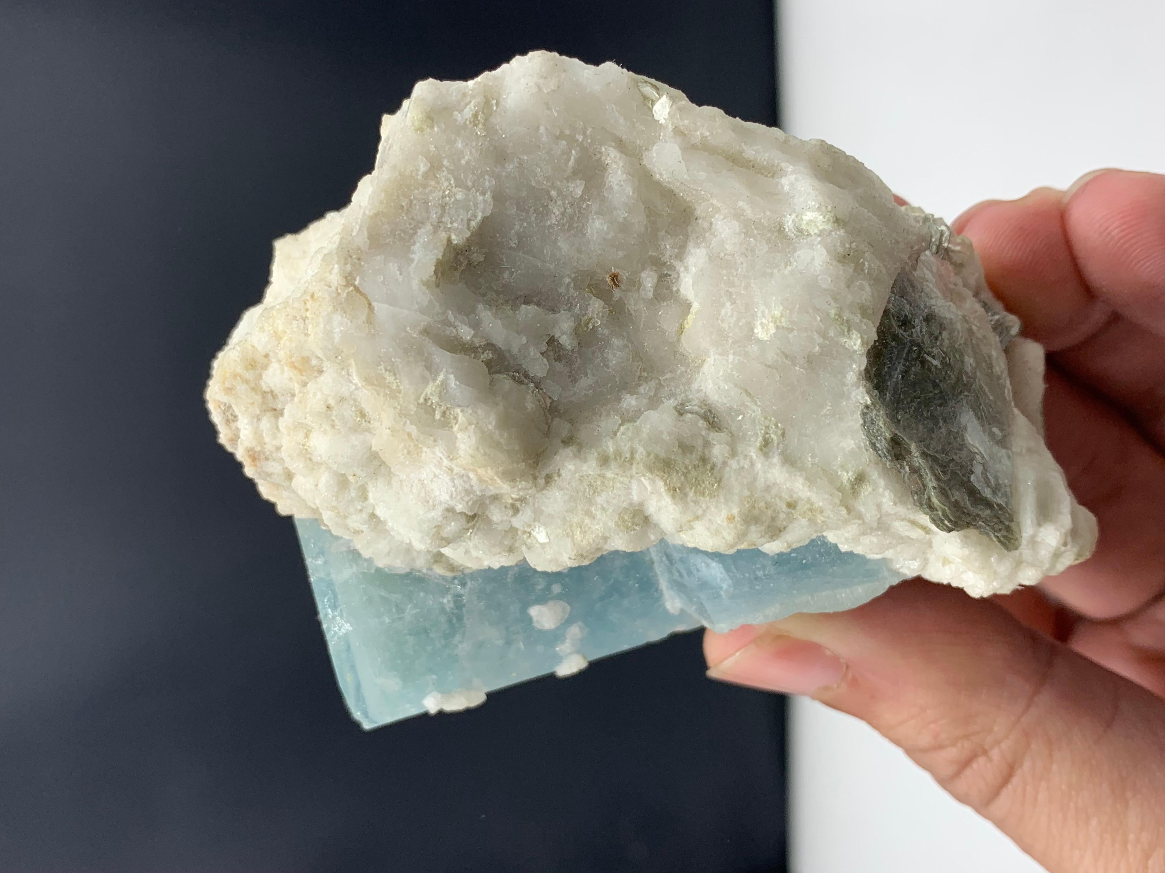 207.32 Gram Aquamarine Specimen Attached With Matrix From Afghanistan For Sale 2