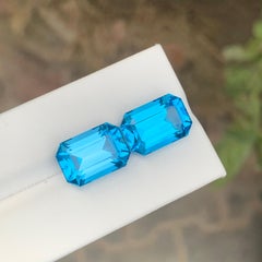 20.75 Carat Natural Loose Swiss Blue Topaz Pair For Jewellery Making