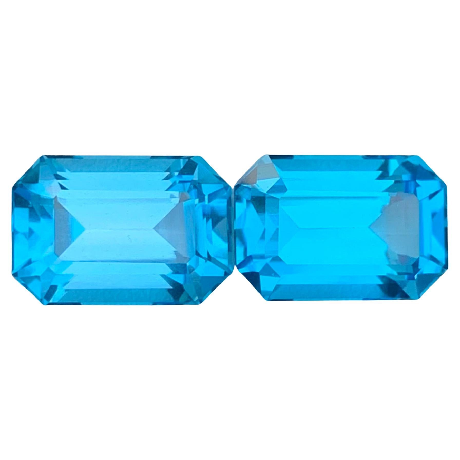 20.75 Carat Natural Loose Swiss Blue Topaz Pair For Jewellery Making