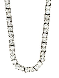 20,79 Karat insgesamt runder Diamant-Tennis-Halskette 14 Karat Weißgold 26"