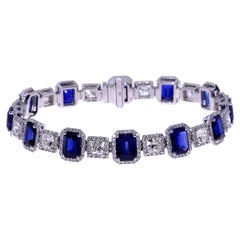 Used 20.79ct Ceylon Blue Sapphire and Princess Cut Diamond Bracelet