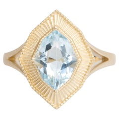 2.07ct Aquamarine with Wide Gold Bezel 14K Gold Engagement Ring