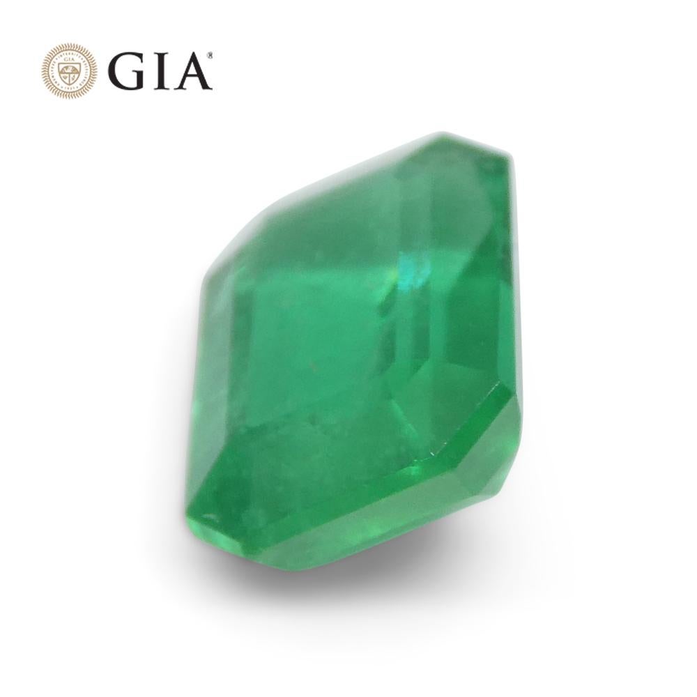 2.07ct Octagonal/Emerald Cut Green Emerald GIA Certified Zambia F1/Minor For Sale 6