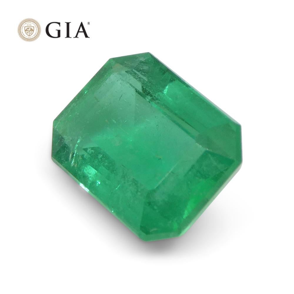 2.07ct Octagonal/Emerald Cut Green Emerald GIA Certified Zambia F1/Minor For Sale 7