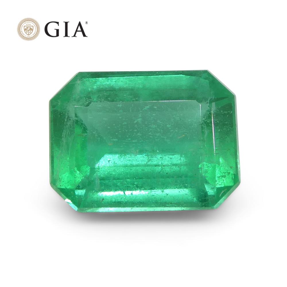 2.07ct Octagonal/Emerald Cut Green Emerald GIA Certified Zambia F1/Minor For Sale 8