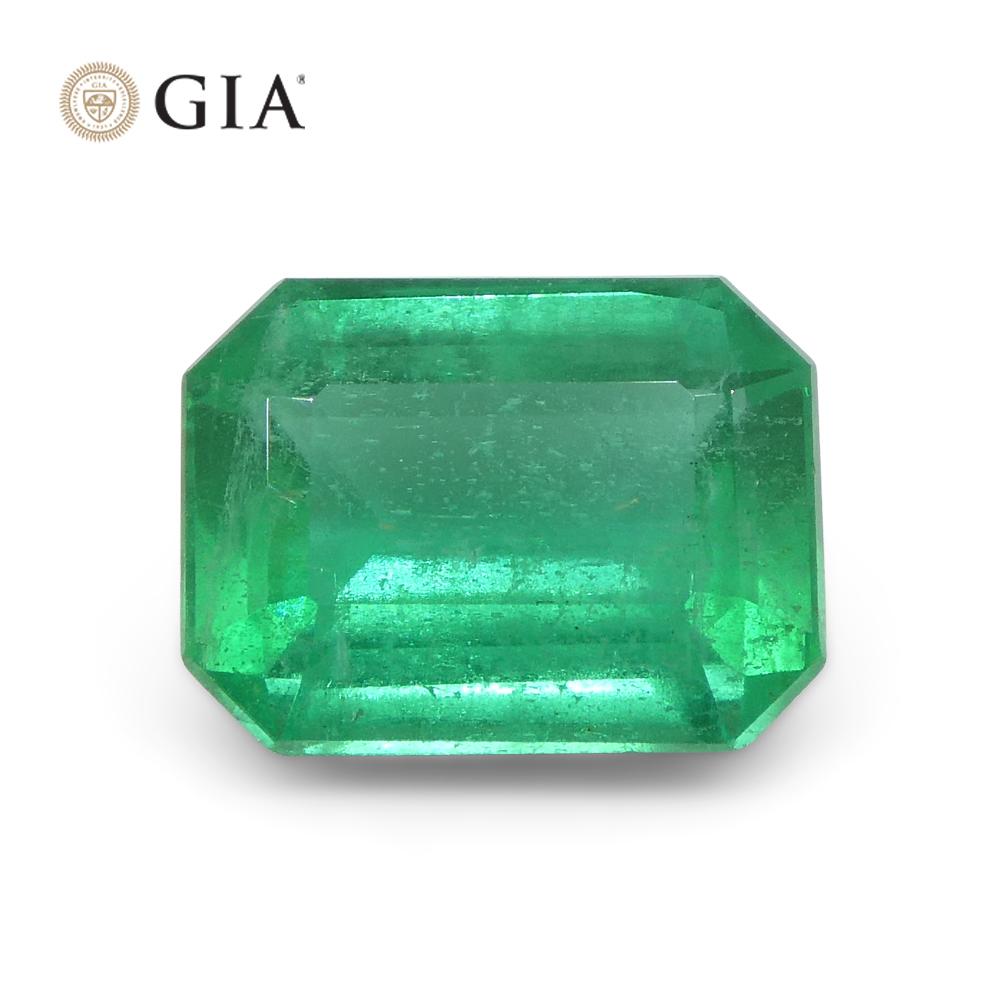 2.07ct Octagonal/Emerald Cut Green Emerald GIA Certified Zambia F1/Minor In New Condition For Sale In Toronto, Ontario