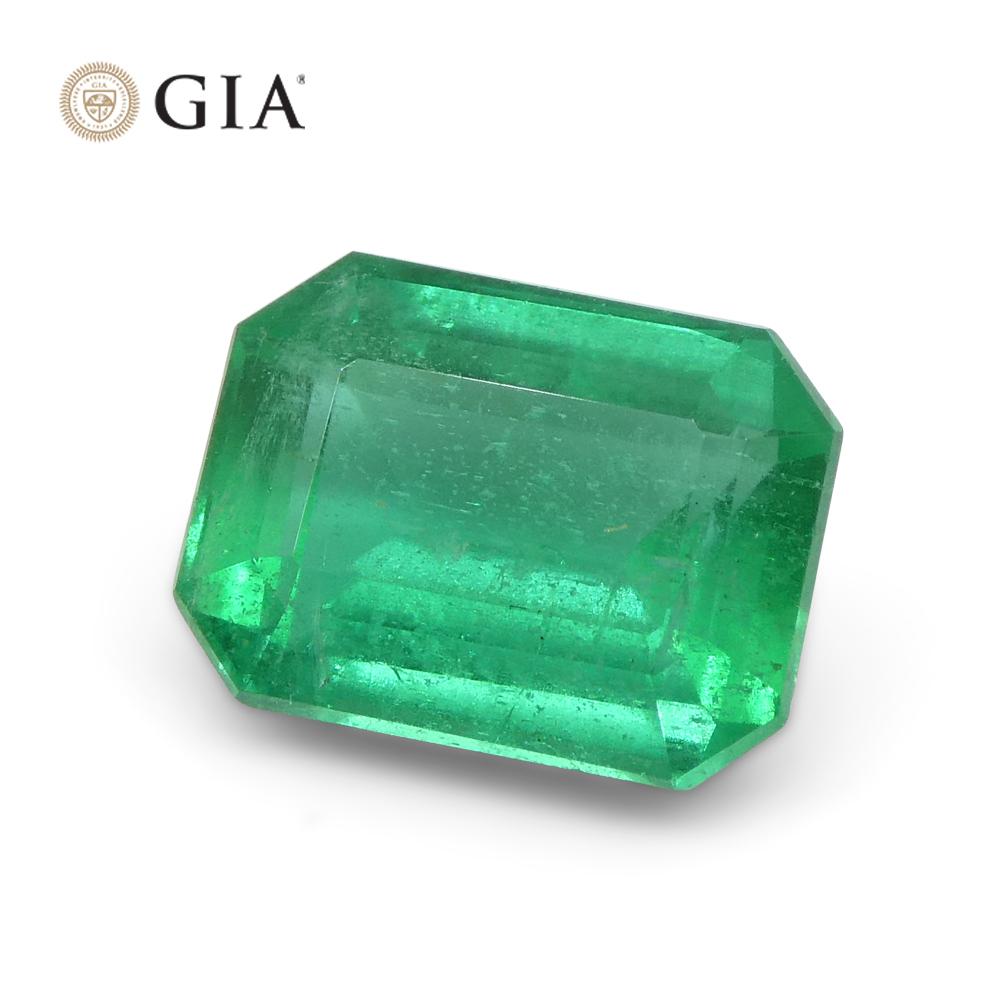 2.07ct Octagonal/Emerald Cut Green Emerald GIA Certified Zambia F1/Minor For Sale 1