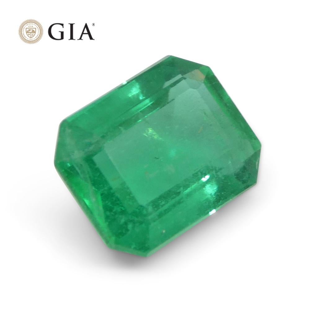 2.07ct Octagonal/Emerald Cut Green Emerald GIA Certified Zambia F1/Minor For Sale 3