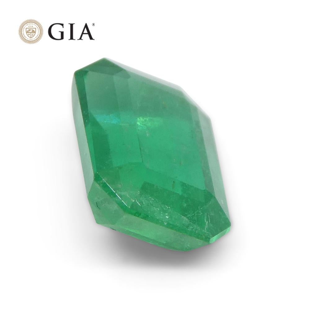 2.07ct Octagonal/Emerald Cut Green Emerald GIA Certified Zambia F1/Minor For Sale 4