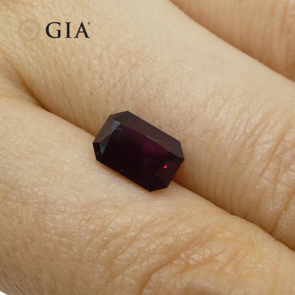 2.07ct Octagonal/Emerald Cut Purplish Red Spinel GIA Certified Unheated In New Condition For Sale In Toronto, Ontario