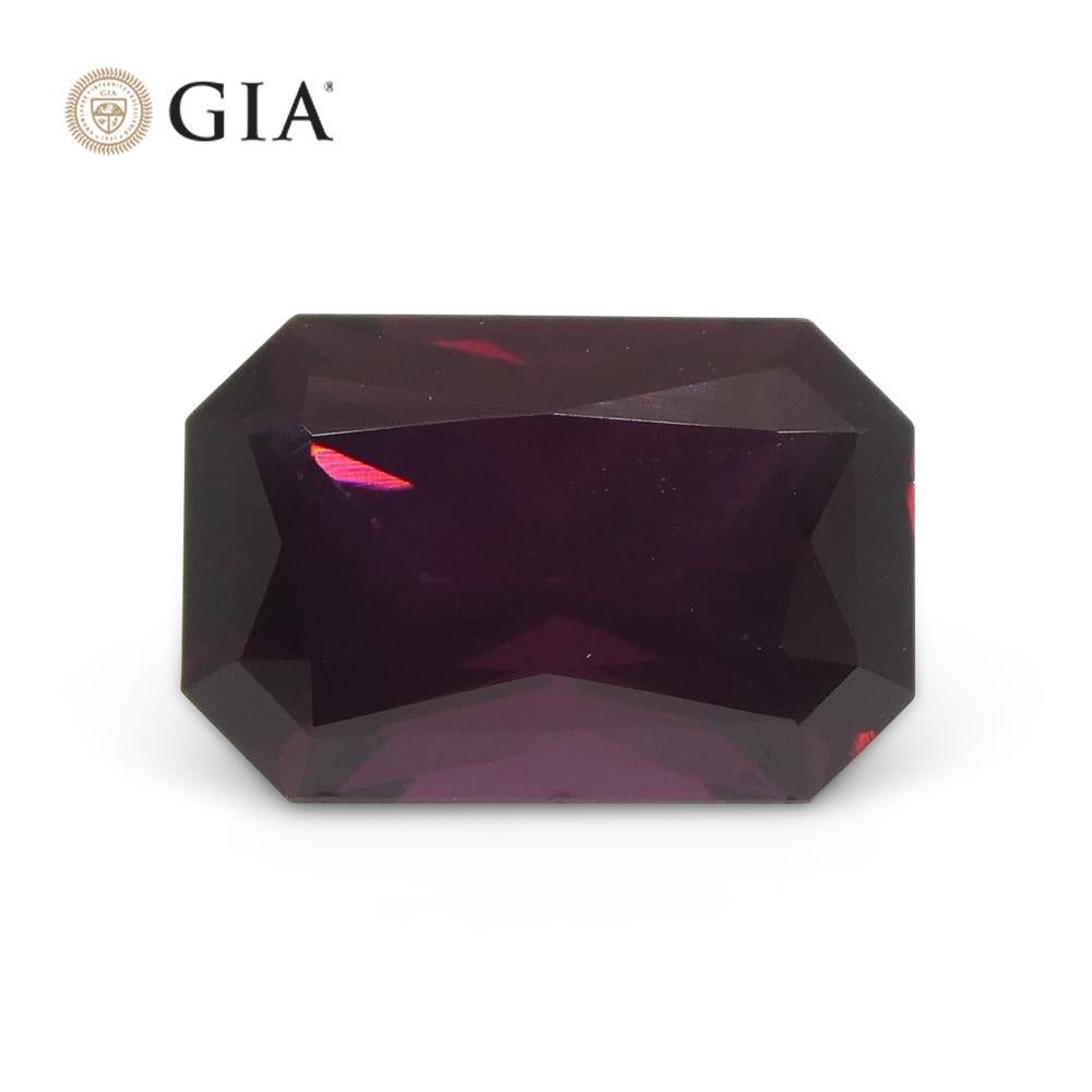 Women's or Men's 2.07ct Octagonal/Emerald Cut Purplish Red Spinel GIA Certified Unheated For Sale